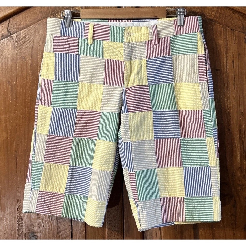 Women's Vintage Ralph Lauren Sport Seersucker Patchwork Bermuda Shorts Golf 6